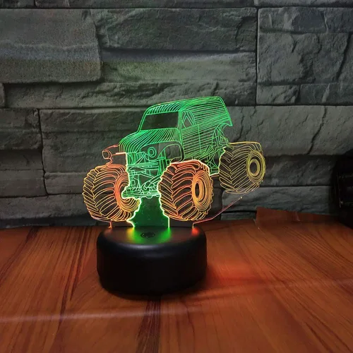 Miniatura 8 de Monster Jam Truck Lámpara LED de Ilusión 3D de Color Mixto Luz Nocturna de Carro Regalo de Cumpleaños Regalo de Festival para Niño Pequeño Bebé Niño