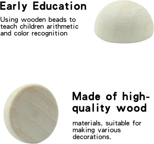 Miniatura 4 de Hitefu 300 mini cuentas de media madera, bolas de madera divididas redondas sin terminar a granel para pintura de manualidades, proyectos de adornos