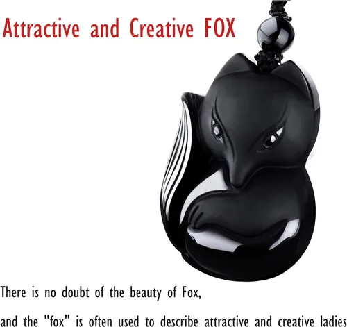 Miniatura 4 de COMPONALL Fox Obsidian Necklace for Women, Fox Jewelry for Girls Gemstone Necklaces Pendant for Women Healing Crystal Necklace Protection Amulet