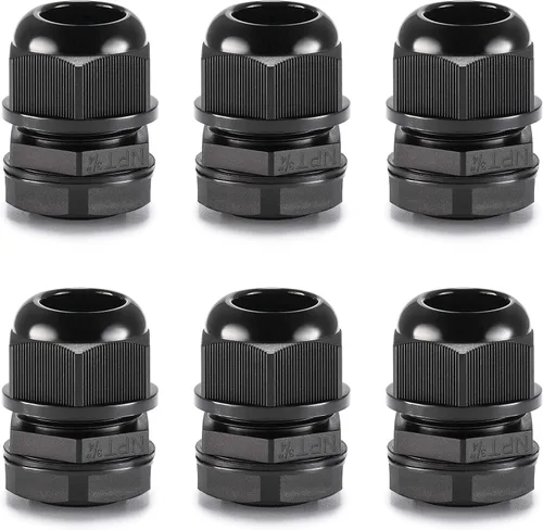 Miniatura 11 de QILIPSU Prensaestopas de nailon NPT de 1/2, impermeable, IP68 ajustable, para cable de 0.236-0.472 in de diámetro (1/2 NPT, 12 unidades)