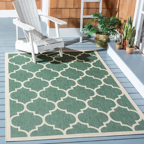 Miniatura 28 de SAFAVIEH Courtyard Collection - Alfombra decorativa de 2 x 3 pies 7 pulgadas, verde oscuro y beige, no desprende pelusa y de fácil cuidado