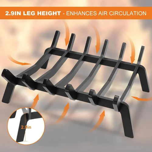 Miniatura 4 de Rejilla de chimenea de 14 pulgadas resistente, soporte de madera para chimenea interior, soporte para troncos de chimenea, rejilla de fuego pequeña