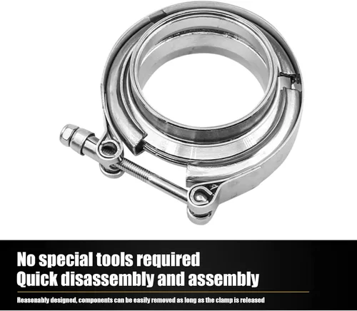 Miniatura 3 de Kit de abrazadera de escape de acero inoxidable de 2.5 pulgadas, abrazadera de perno en V, clip de brida macho hembra, sistema de escape