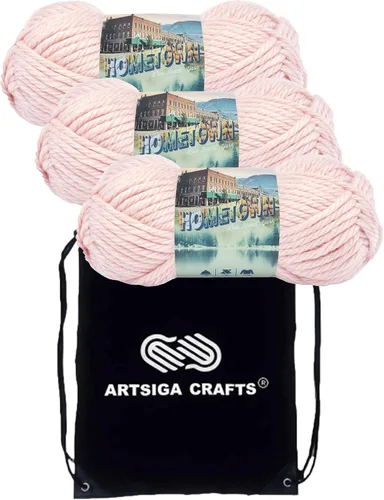 Miniatura 17 de Lion Brand Hometown New York White 135-100 (3 madejas - mismo lote de tinte) #6 S Bulky - Hila acrílica para crochet y tejer con bolsa para proyectos