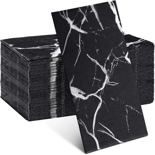Zonon 50 toallas desechables de mármol negro, servilletas de papel para baño, toallas de mano decorativas, servilletas de cena de bebidas de 3 capas