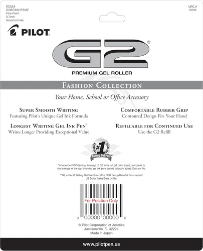 Miniatura 3 de Pilot G2 - Bolígrafos de gel de alta calidad, punta fina de 0.028 in, colores surtidos, paquete de 8