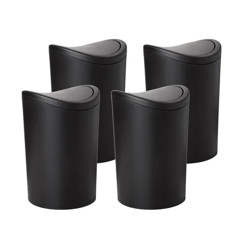 Miniatura 4 de Superio MIni - Bote de basura para baño con tapa, cubo de basura mini gris moderno con tapa abatible (1 1/2 galones, 6 litros) bote de basura