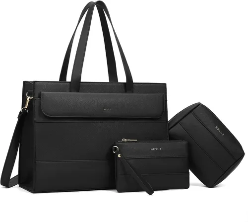 Miniatura 13 de Keyli 3 unids bolsa para laptop para mujer, 15.6 pulgadas, cuero trabajo, trabajo, oficina, oficina, maletín de hombro