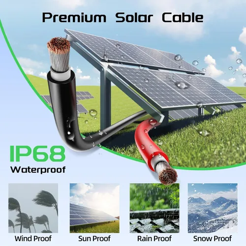 Miniatura 4 de Bateria Power Cable de Panel Solar de 100 Pies Negro y 100 Pies Rojo Kit, Cable de Extensión de Panel Solar 10AWG (6mm²) Cable de Cobre Estañado PV