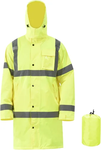 Miniatura 7 de A-SAFETY Chaqueta de lluvia de alta visibilidad, gabardina y chaqueta de lluvia de seguridad RIVER OTTER Petos de lluvia ANSI Clase 3 Negro
