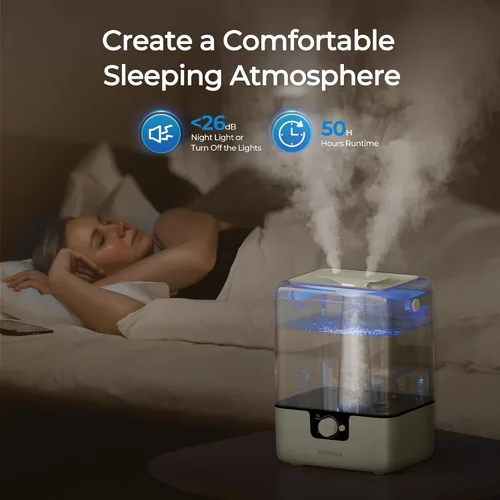 Miniatura 3 de CHIVALZ Humidificadores para dormitorio, humidificadores de niebla fría de 6 L para guardería, silenciosos de 26 dB, tiempo de funcionamiento de 50