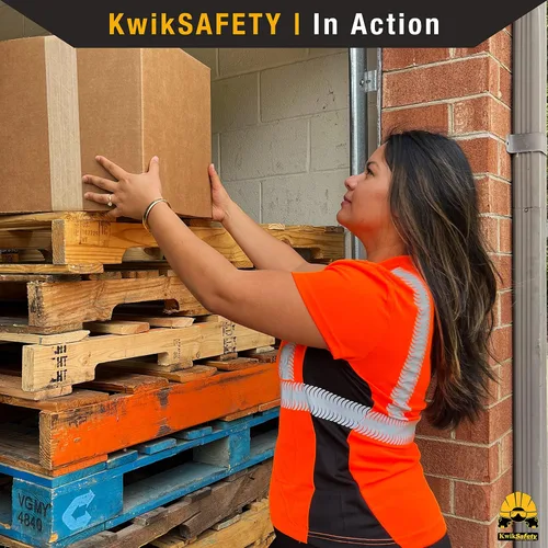 Miniatura 7 de KwikSafety - Charlotte, NC - Vixen Hi Vis Short Sleeve Safety Shirt for Women [Angel Hair Reflective Tape] Naranja