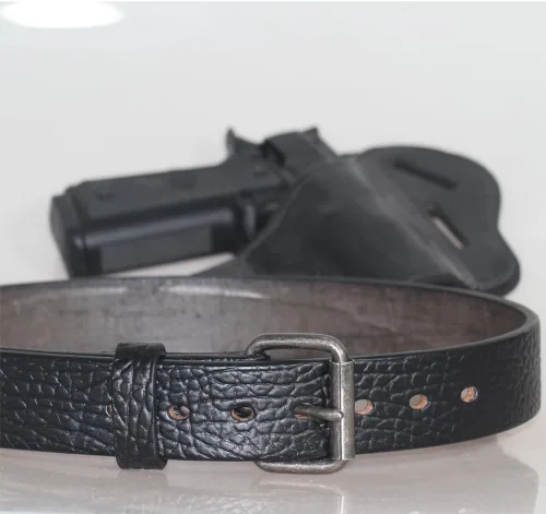 Miniatura 3 de CCW cinturón de cuero para portación oculta de arma de 1 1/2 pulgadas 100% de cuero grueso de grano completo para portar armas Negro 05