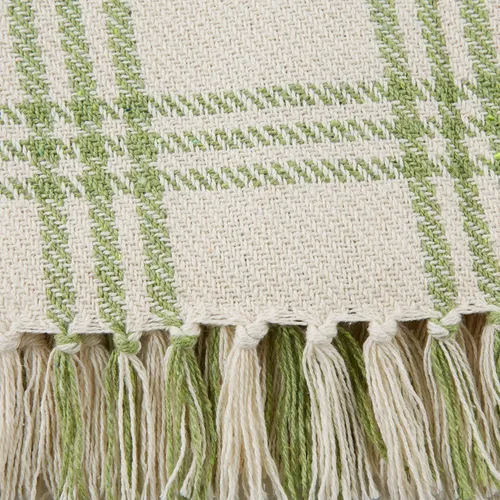 Miniatura 3 de DII Modern Farmhouse Plaid Collection - Manta de algodón con flecos, 50 x 60 pulgadas, color blanco/verde antiguo