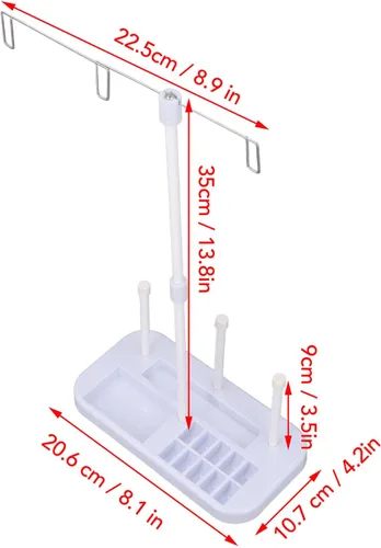 Miniatura 6 de Soporte de hilo de 3 carretes, soporte de carrete de hilo de bordado, organizador de hilo para máquinas de bordado y costura