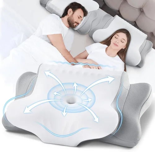 Miniatura 9 de Almohada Cervical para Alivio del Dolor de Cuello - Almohada Ortopédica Ergonómica Refrescante de Doble Cara con Funda de Almohada de Seda de Hielo