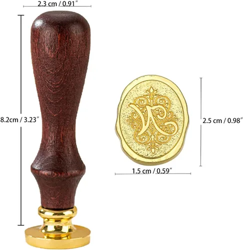 Miniatura 2 de Sello de cera con letra inicial del alfabeto N con cabeza de latón extraíble y mango de madera, para invitación de fiesta de boda, envoltura