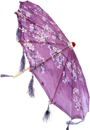 Miniatura 24 de THY COLLECTIBLES Sombrilla de seda clásica de estilo asiático de 33 pulgadas con borlas para bodas, fotografías, disfraces, cosplay, decoración
