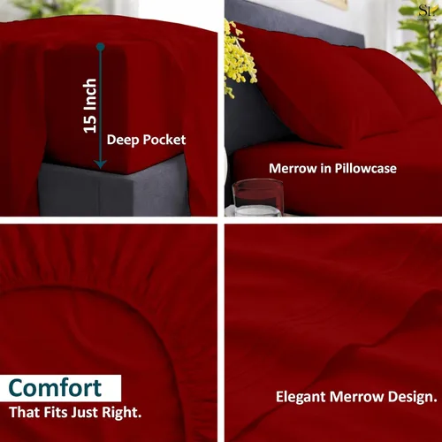 Miniatura 4 de Shreem Linen Juego de sábanas tamaño individual de 4 piezas, 1800 ropa de cama ultrasuave de lujo hotelera, transpirable y refrescante, bolsillos