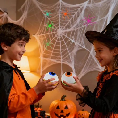 Miniatura 7 de Bombas de baño de Halloween para regalos de niños: 9 piezas de bombas de baño de globo ocular con juguetes sorpresa en el interior, juguete de baño