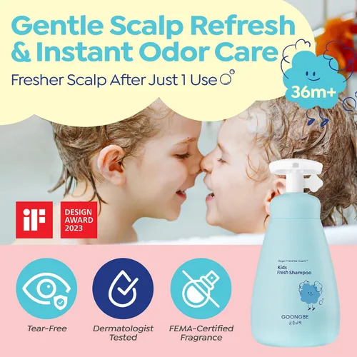 Miniatura 2 de GOONGBE Kids Fresh Champú – Limpieza profunda del cuero cabelludo graso para niños activos – Purificación micelar con extracto de moringa – Sin
