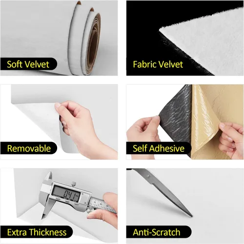Miniatura 3 de FunStick Papel tapiz de tela de terciopelo blanco, autoadhesivo, forro de fieltro suave para cajón, papel de contacto de terciopelo blanco flocado