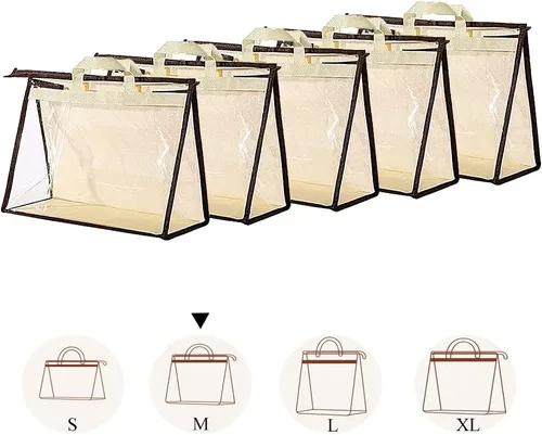 Organizador de almacenamiento de 5 piezas para colgar bolsos, no tejido, transparente, a prueba de polvo, para el hogar, cartera, bolsa de