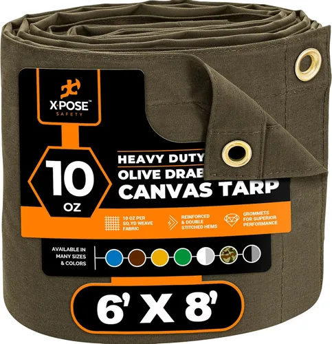 Miniatura 186 de Xpose Safety Lona de Lona - Lonas de Lona Verde de 10oz Resistentes al Agua con Ojales de Latón - Lona Multiusos para Exteriores para Campamento