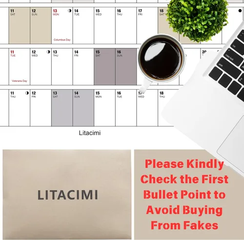 Miniatura 2 de Calendario anual de pared con días festivos, calendario de año completo de una página, calendario de pared anual con calcomanías, horizontal, 23 x