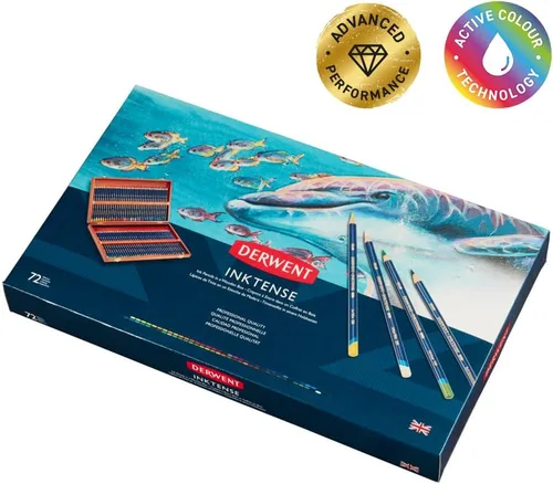 Miniatura 3 de Derwent Inktense Wash Set, juego incluye 8 lápices Inktense, 1 pulverizador, 1 pincel de agua, 1 pincel de pintura, núcleo redondo premium de 4mm