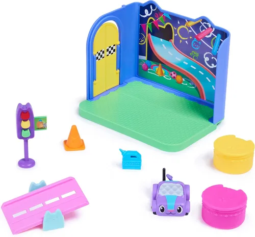 Miniatura 2 de La casa de muñecas de Gabby, habitación de juego Carlita Purr-ific con coche de juguete Carlita, accesorios, muebles y entregas de la casa