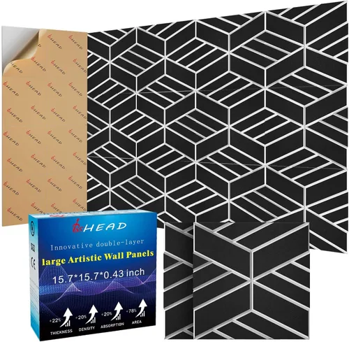 Miniatura 10 de BSHEAD 10 piezas de paneles acústicos de microfibra de 165dtex, paneles de pared insonorizantes autoadhesivos, paneles de espuma de 12 x 12 x 0.4
