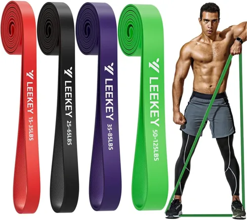 LEEKEY Pull Up Assistance Bands,Muit Levels Resistance Bands for Senior/Adults,Exercise Bands with Door Anchor, Strength Bands for Fitness Training,