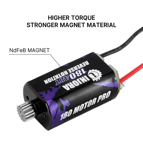 Miniatura 2 de INJORA Motor cepillado 48T 180 con piñón de acero inoxidable para actualización 1/18 1/24 FMS FCX18 FCX24 (INM14)
