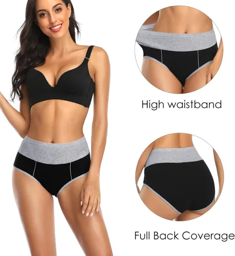 Miniatura 3 de Annenmy Ropa interior de cintura alta para mujer ropa interior de algodón para mujer ropa interior con control de abdomen sin rollitos bragas