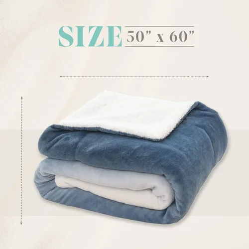 Miniatura 4 de Manta Elegant Comfort, reversible de sherpa y franela, ultrasuave, difusa, acogedora y afelpada - ligera y decorativa para todas las estaciones, 50
