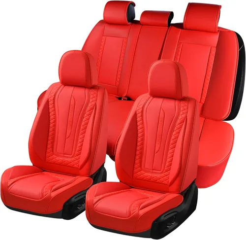 Miniatura 16 de Coverado Juego Completo de Fundas de Asiento de Automóvil, Fundas de Asiento de Cuero de Lujo para Delantero y Trasero, Fundas de Asiento En