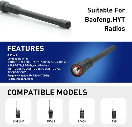 Miniatura 4 de Paquete de 2 antena universal Walkie Talkie SMA-Hembra UHF 400-470Mhz antena para PUXING PX-777 PX-888 UV-5R Kenwood HYT Radio