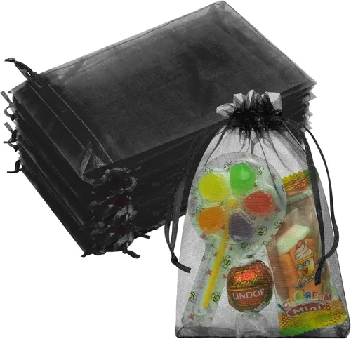 Miniatura 51 de Bolsas de organza de 3x4 pulgadas, 50 paquetes de pequeñas bolsas de regalo de malla con cordón, bolsas de muestra para fiesta, boda, baby shower