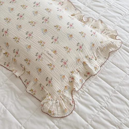 Miniatura 7 de BuLuTu Funda de almohada de muselina de algodón para niños pequeños con bonito patrón de flores de azalea, súper suave, funda de almohada para cuna
