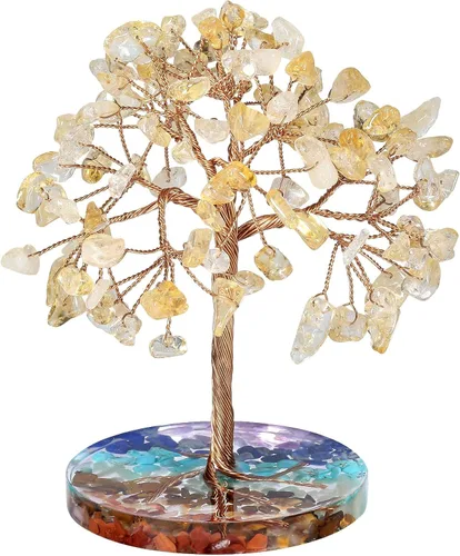 Miniatura 8 de Nupuyai Árbol de cristal de cuarzo curativo natural hecho a mano con base de resina de piedras redondas de chakras, alambre de cobre, bonsái