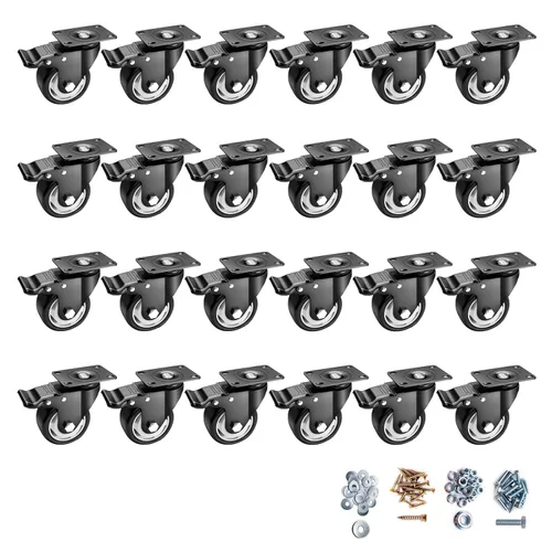 Miniatura 10 de Ruedas giratorias, juego de 4 ruedas en forma de L de 3 pulgadas de alta resistencia, 4 ruedas industriales con freno de poliuretano, ruedas