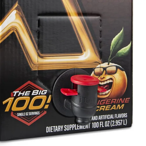 Miniatura 2 de XMODE Extra Strength Energy Shots on Tap - Sabor a mandarina, sin azúcar, 150 mg de cafeína por oz, B12, 100 porciones (1 onza), dispensador con 2