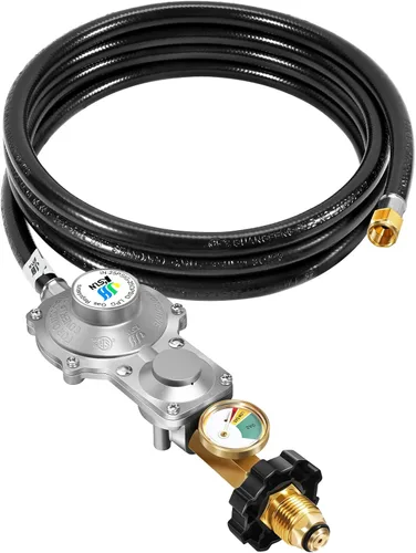 Miniatura 13 de GasSaf Manguera reguladora de propano de 2 etapas de 10 pies, regulador de gas propano y manguera adecuada para generador de combustible dual