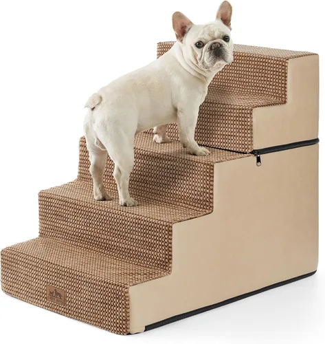 Miniatura 10 de COZY KISS Escaleras para perros pequeños, escaleras extraíbles de 4 niveles para sofá y cama, escalones para perros de 17.7 pulgadas de alto
