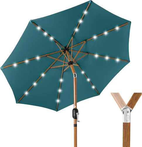 Miniatura 54 de Best Choice Products Solar Polyester LED Lighted Patio Umbrella w/Tilt Adjustment and UV-Resistant Fabric Gris niebla