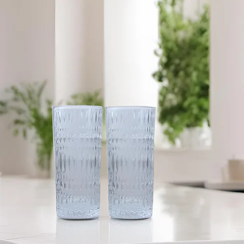 Miniatura 8 de Vasos Highball [Juego de 4] - Vasos de vidrio vintage de 15 onzas ideales para fiestas de cena - Textura única, aptos para lavavajillas