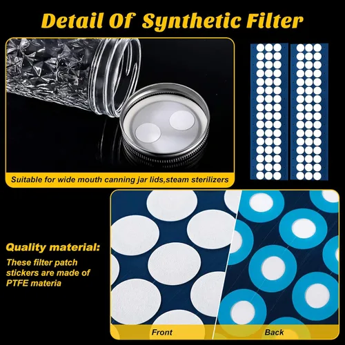 Miniatura 3 de Zonon 96 calcomanías de papel de filtro sintético de 25 µm, parches de filtro de micología, filtros sintéticos de 0.025 μM, discos adhesivos