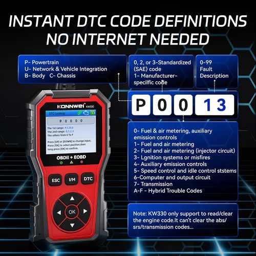 Miniatura 5 de KONNWEI Herramienta de diagnóstico del escáner OBD2 KW330, lector de código del motor con prueba de voltaje de la batería, corriente de datos