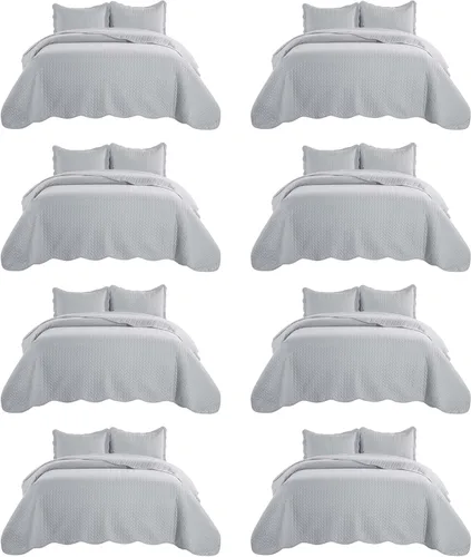 Miniatura 85 de IR Imperial Rooms Velvet Twin Quilt Bedspread Comforter Bedding Set 2 Pcs Diamond Pattern - (68"x86") Bedspread Coverlet + 1 Pillow Shams